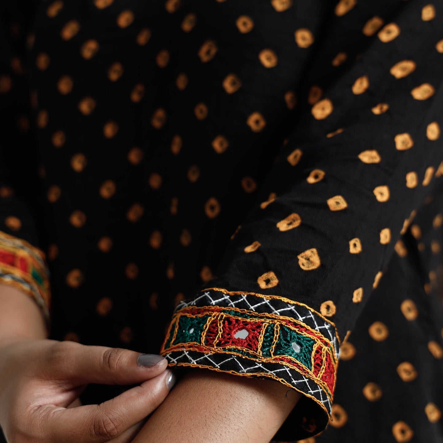 Buy Bandhani Tie-Dye Cotton A-Line Kurta for Women
