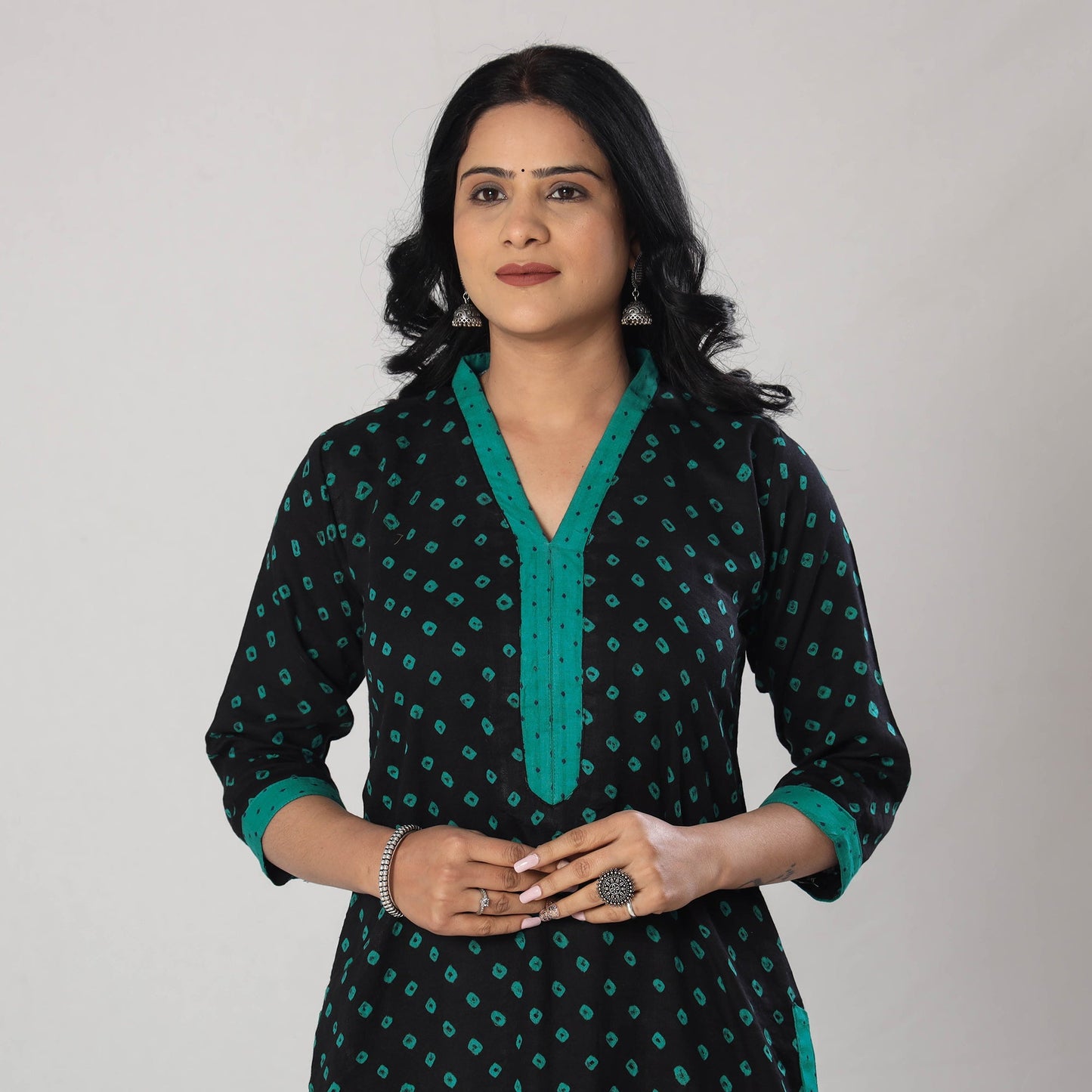 Bandhani Tie-dye Cotton Long Straight Kurta for Women