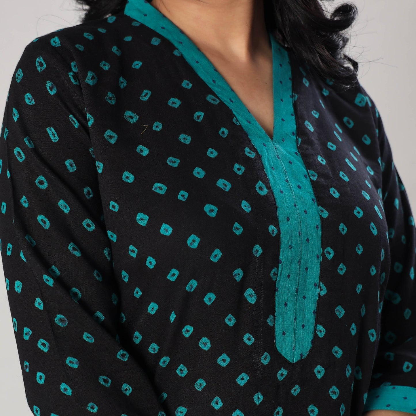 Bandhani Tie-dye Cotton Long Straight Kurta for Women