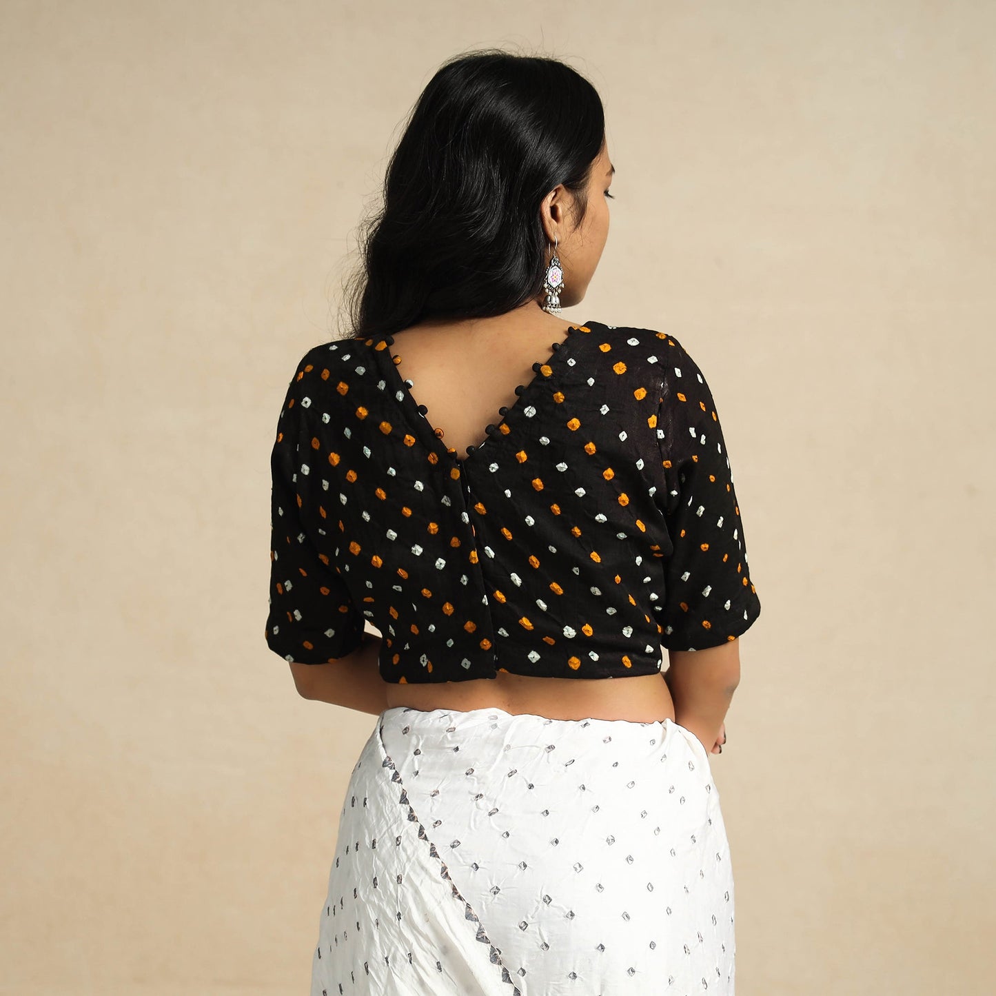 Buy Modal Silk Bandhani Tie Dye Stiched Blouse Online at iTokri.com