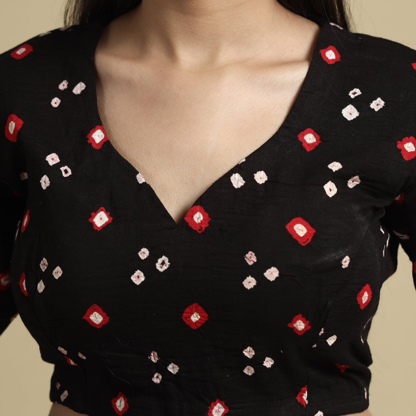 Buy Bandhani Tie-Dye Cotton Stitched Blouse Online at iTokri.com
