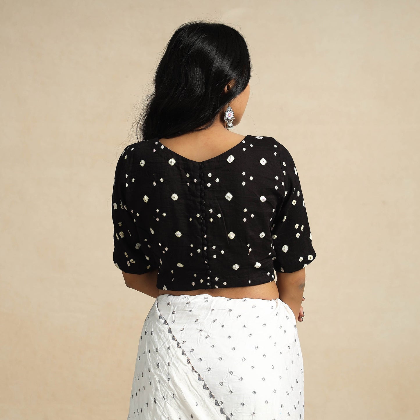 Buy Modal Silk Bandhani Tie Dye Stitched Blouse Online at iTokri.com