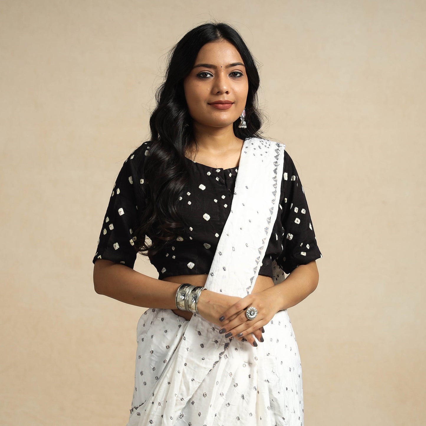 Buy Modal Silk Bandhani Tie Dye Stitched Blouse Online at iTokri.com