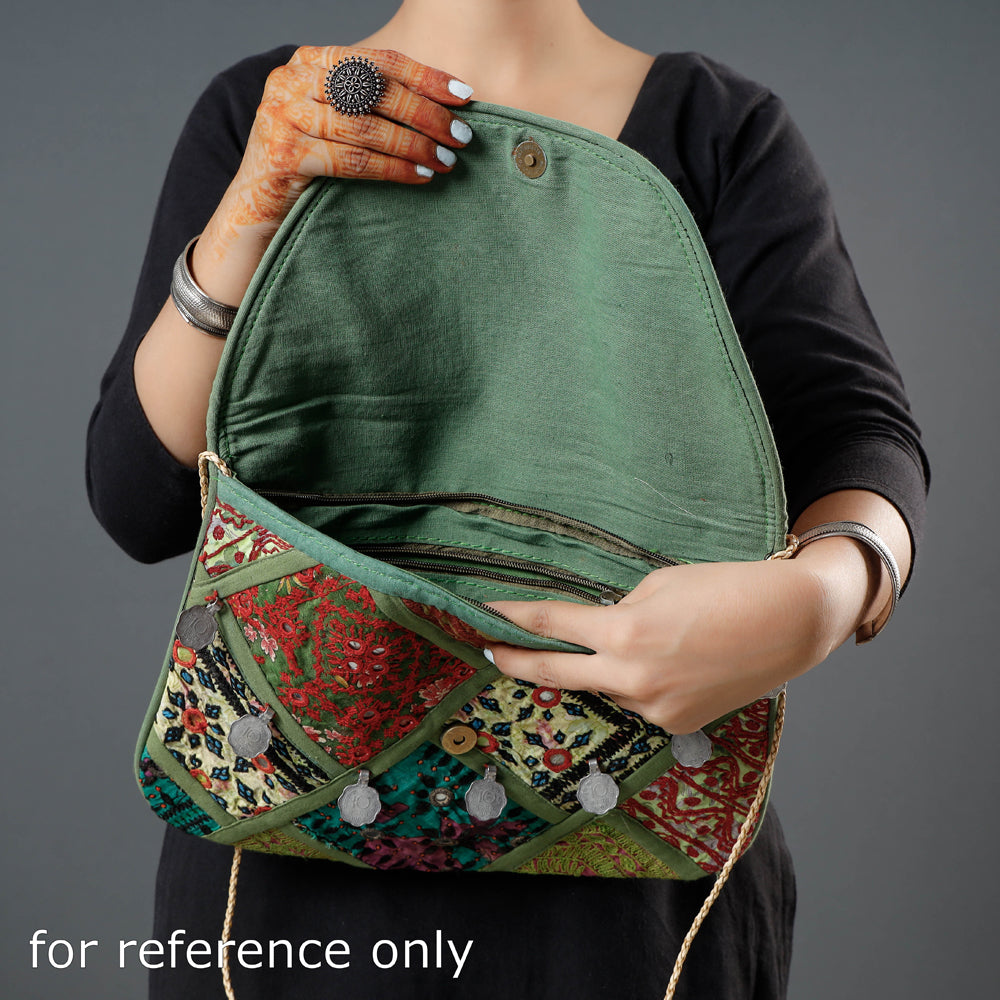 Black Banjara Vintage Embroidery Mirror & Coin Work Sling Bag