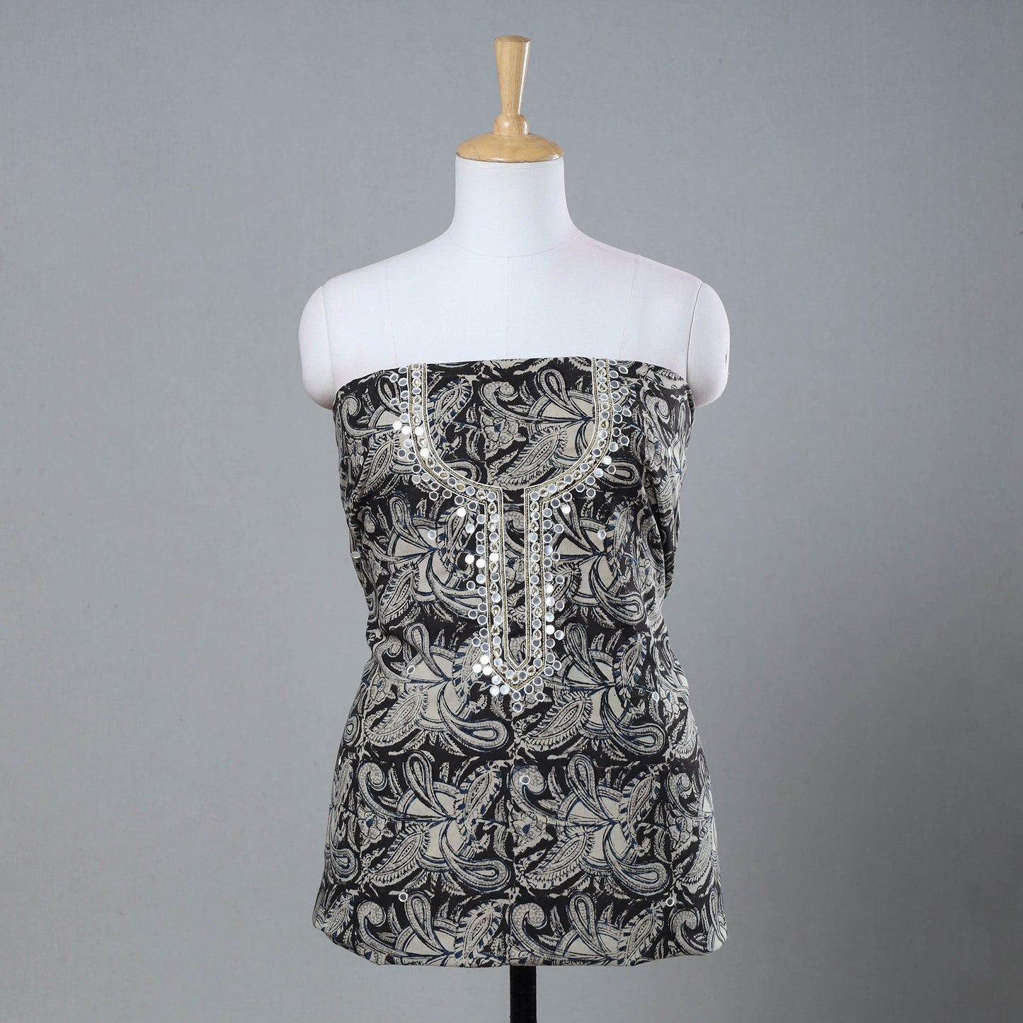 Bead Work Embroidery Kalamkari Block Printed Cotton Kurta Material Online at iTokri.com