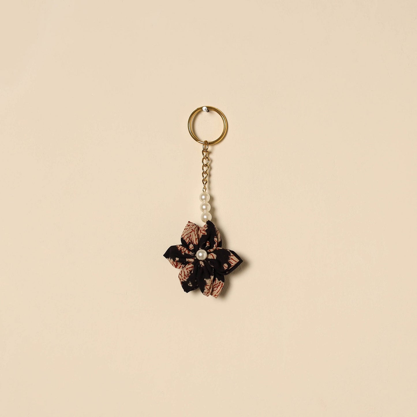Beaded fabart flower keychain 13 - handcrafted