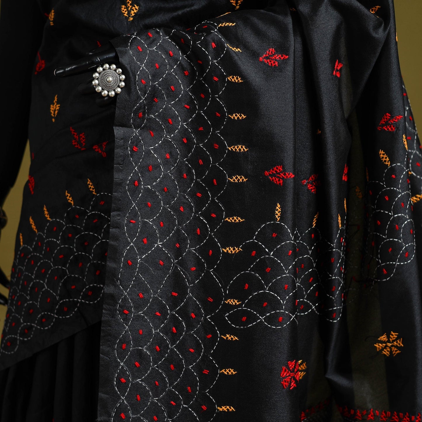 Bengal hand embroidery silk nakshi kantha saree 54