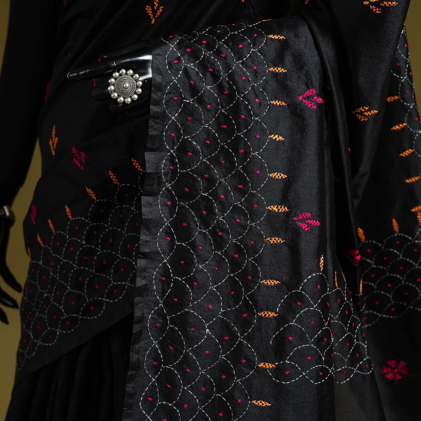 Bengal hand embroidery silk nakshi kantha saree 56