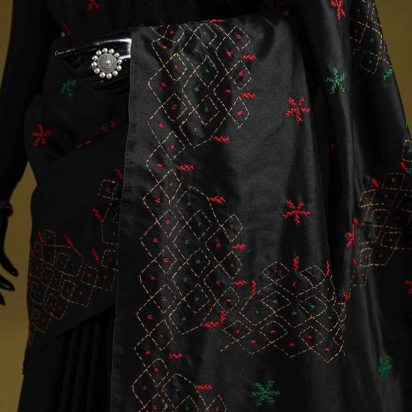 Bengal hand embroidery silk nakshi kantha saree 61