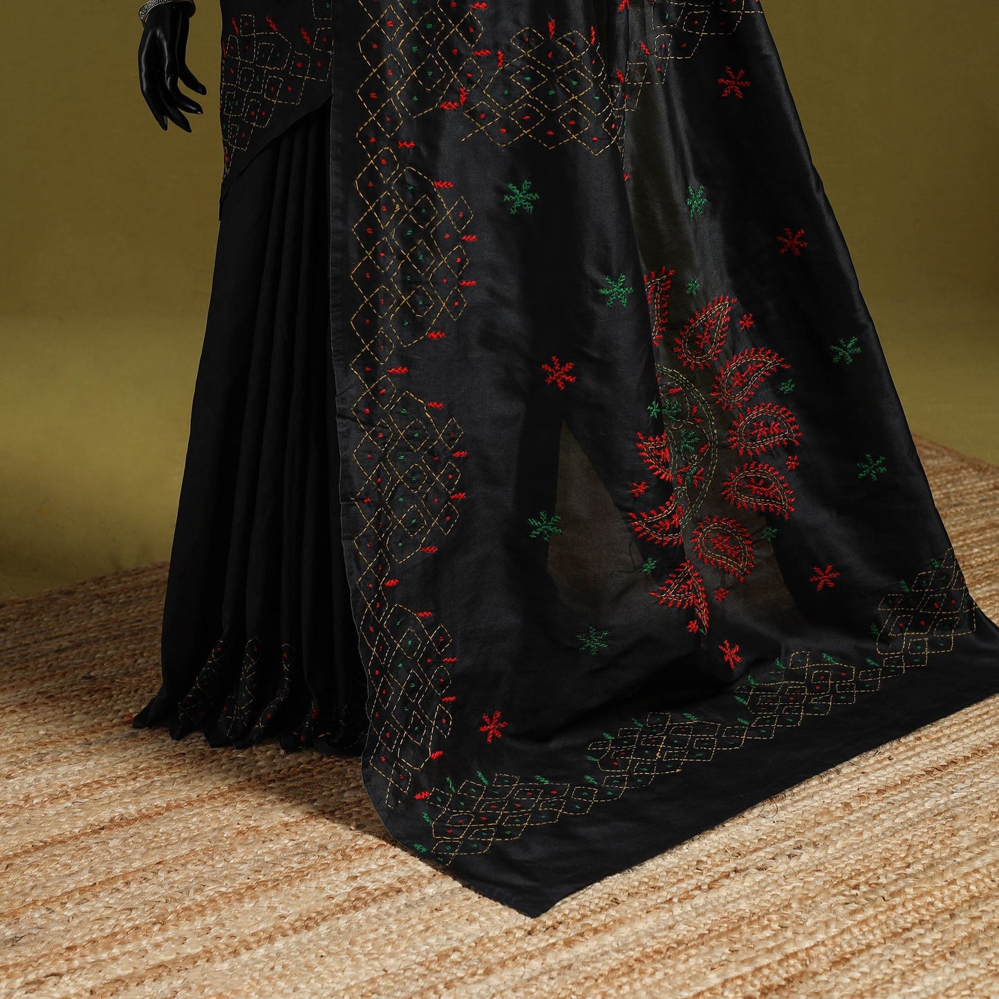 Bengal hand embroidery silk nakshi kantha saree 61