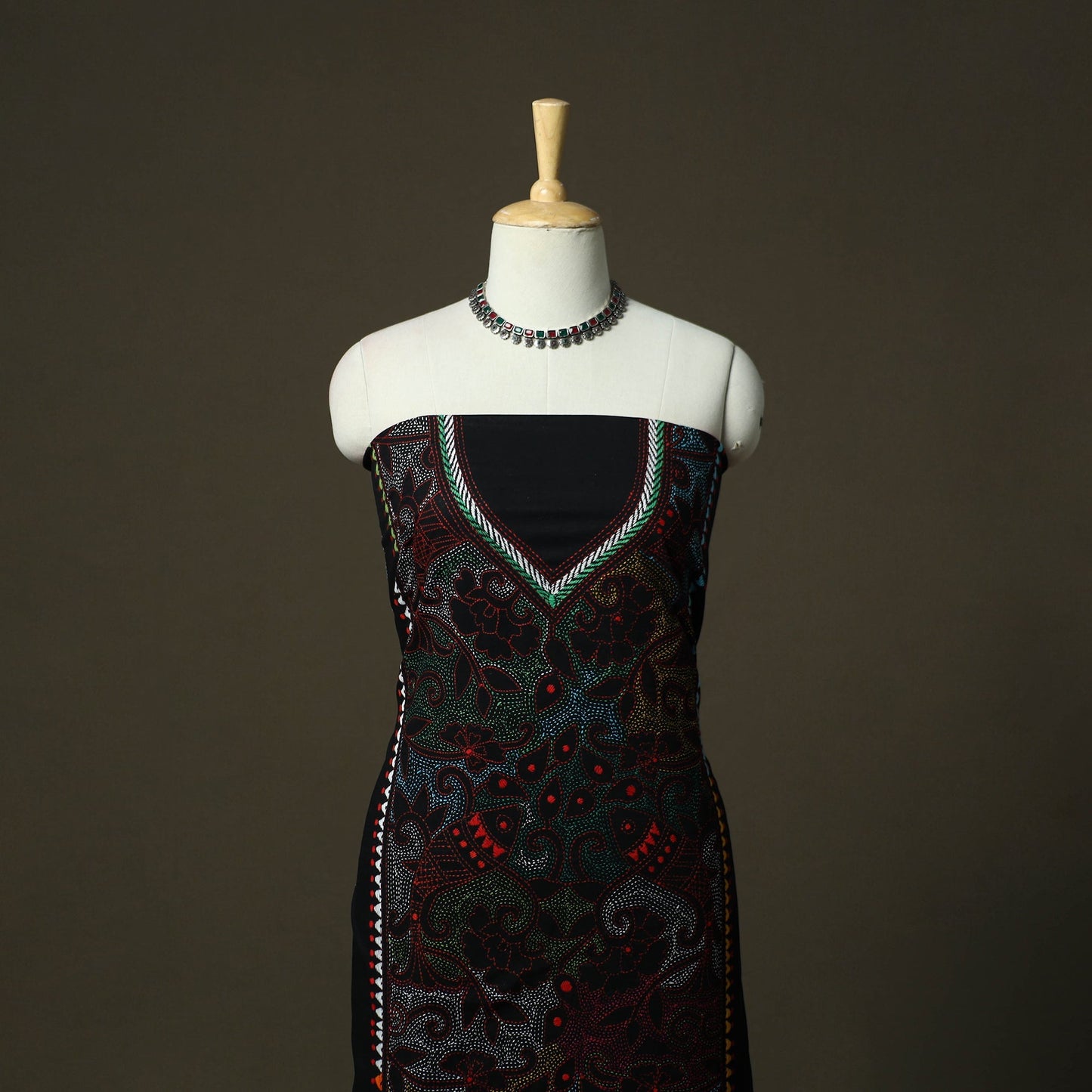Bengal kantha hand embroidered cotton unstitched kurta
