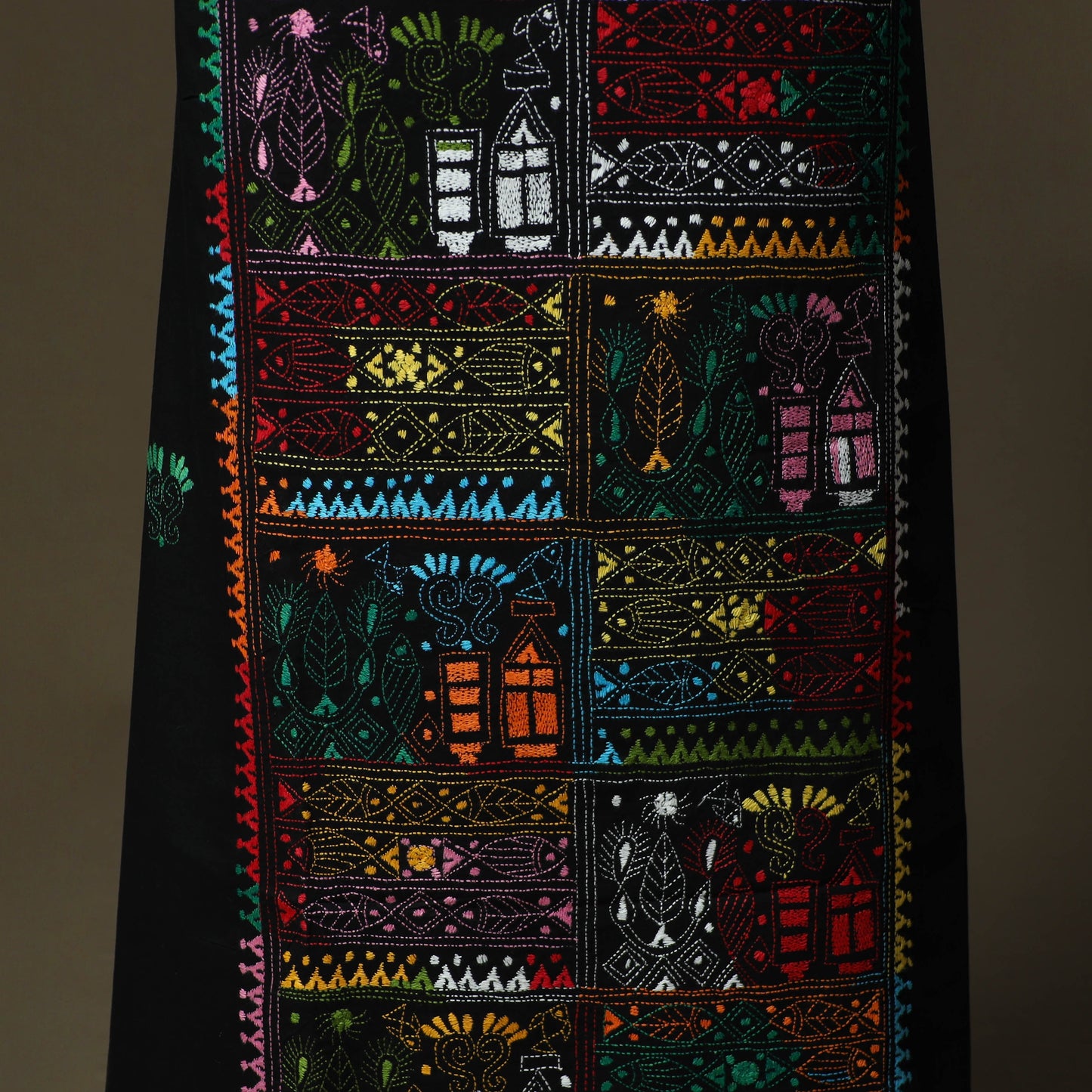 Bengal kantha hand embroidered cotton unstitched kurta