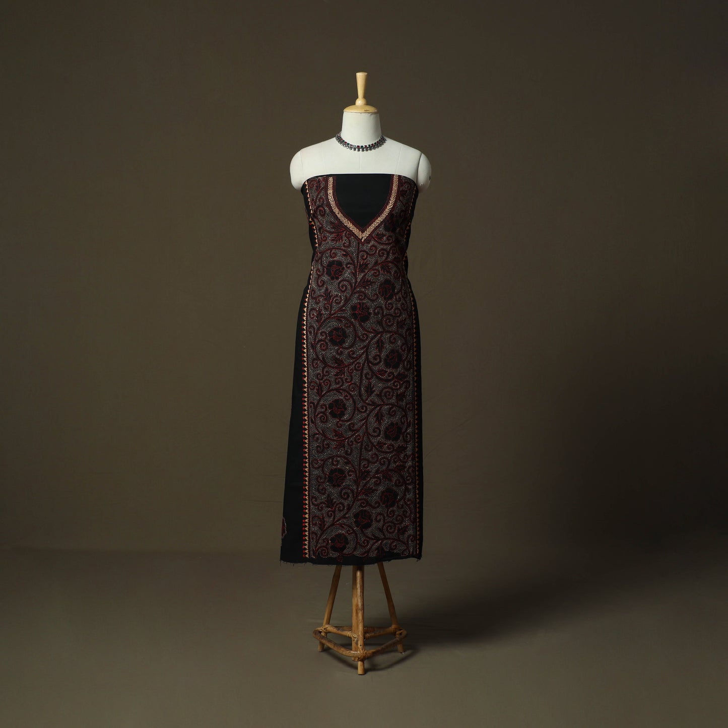 Bengal kantha hand embroidered cotton unstitched kurta