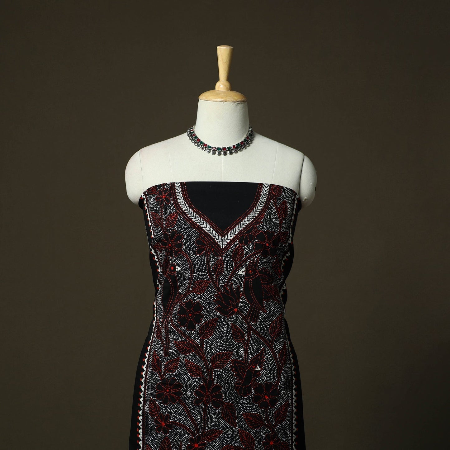 Bengal kantha hand embroidered cotton unstitched kurta