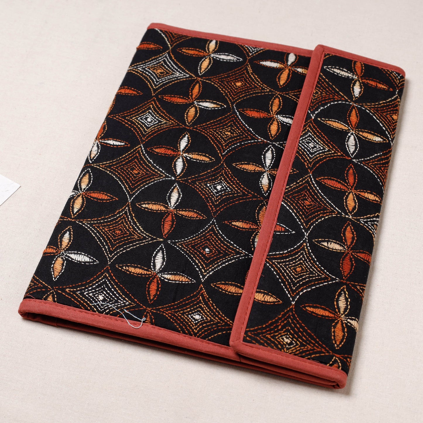 Black Bengal Kantha Work Handcrafted File Folder