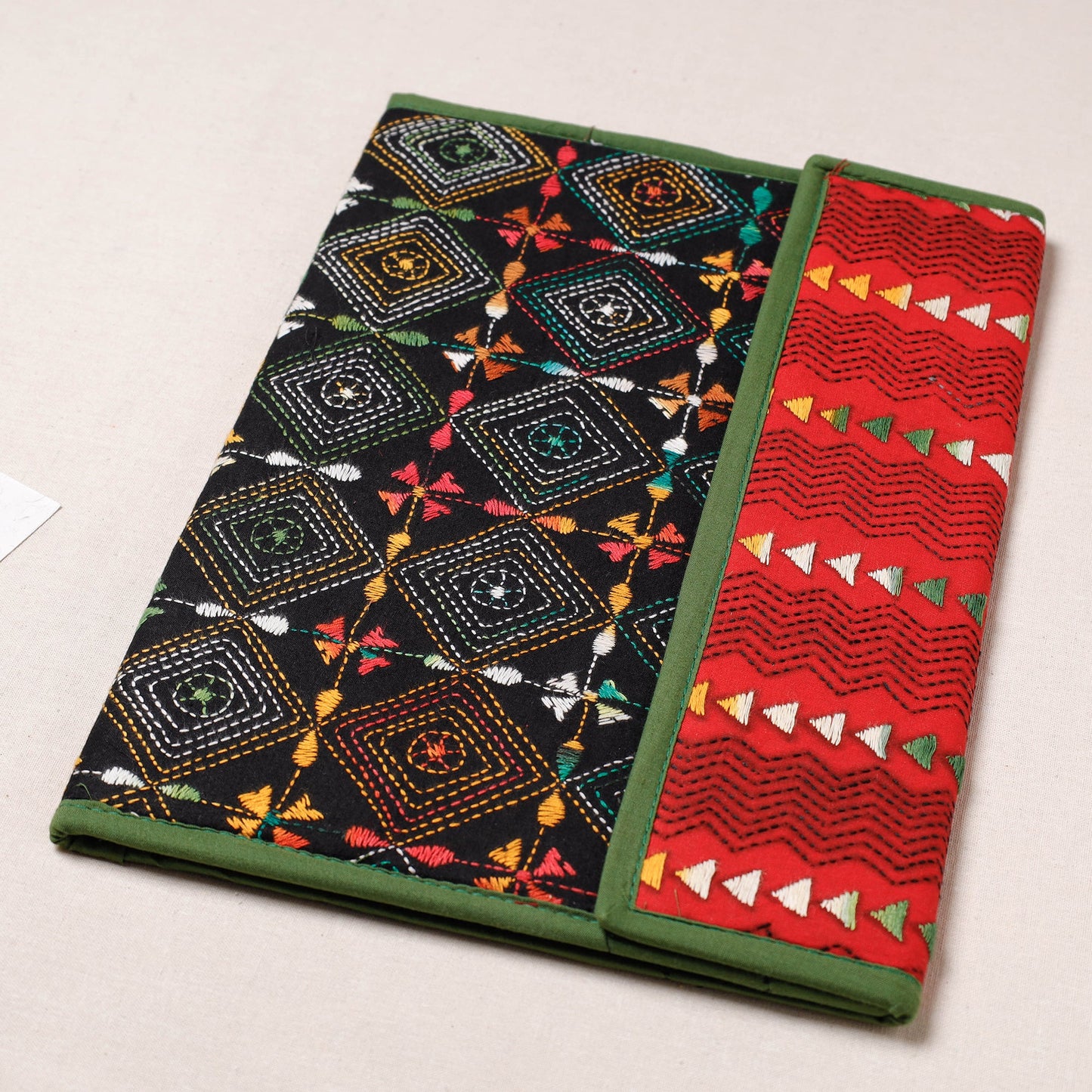 Black Bengal Kantha Work Handcrafted File Folder