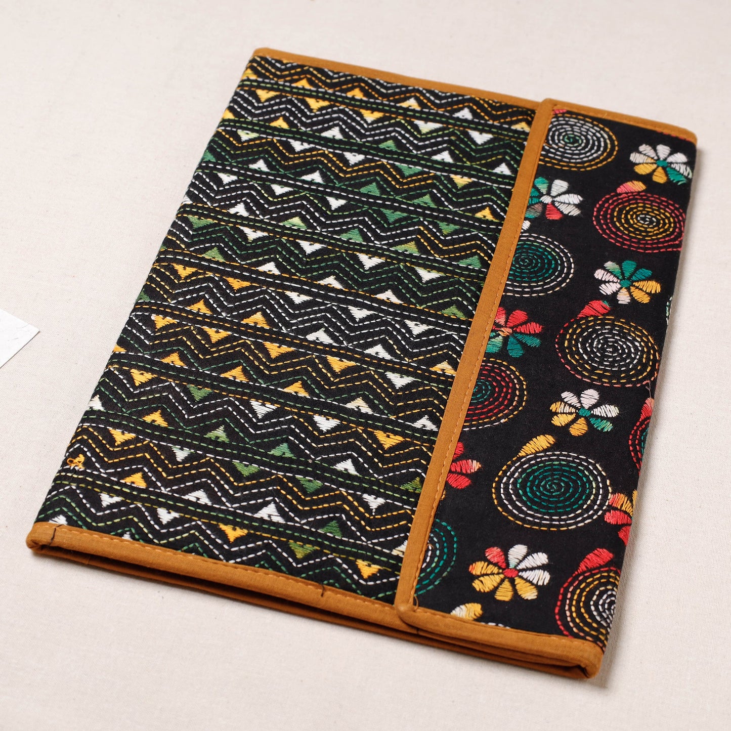 Black Bengal Kantha Work Handcrafted File Folder