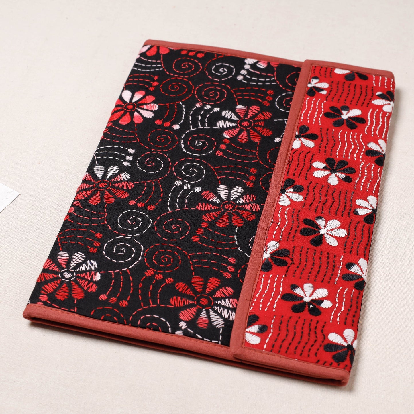 Black Bengal Kantha Work Handcrafted File Folder