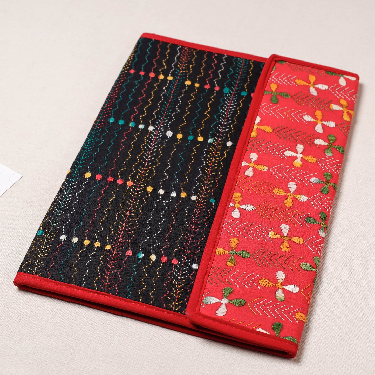 Black Bengal Kantha Work Handcrafted File Folder