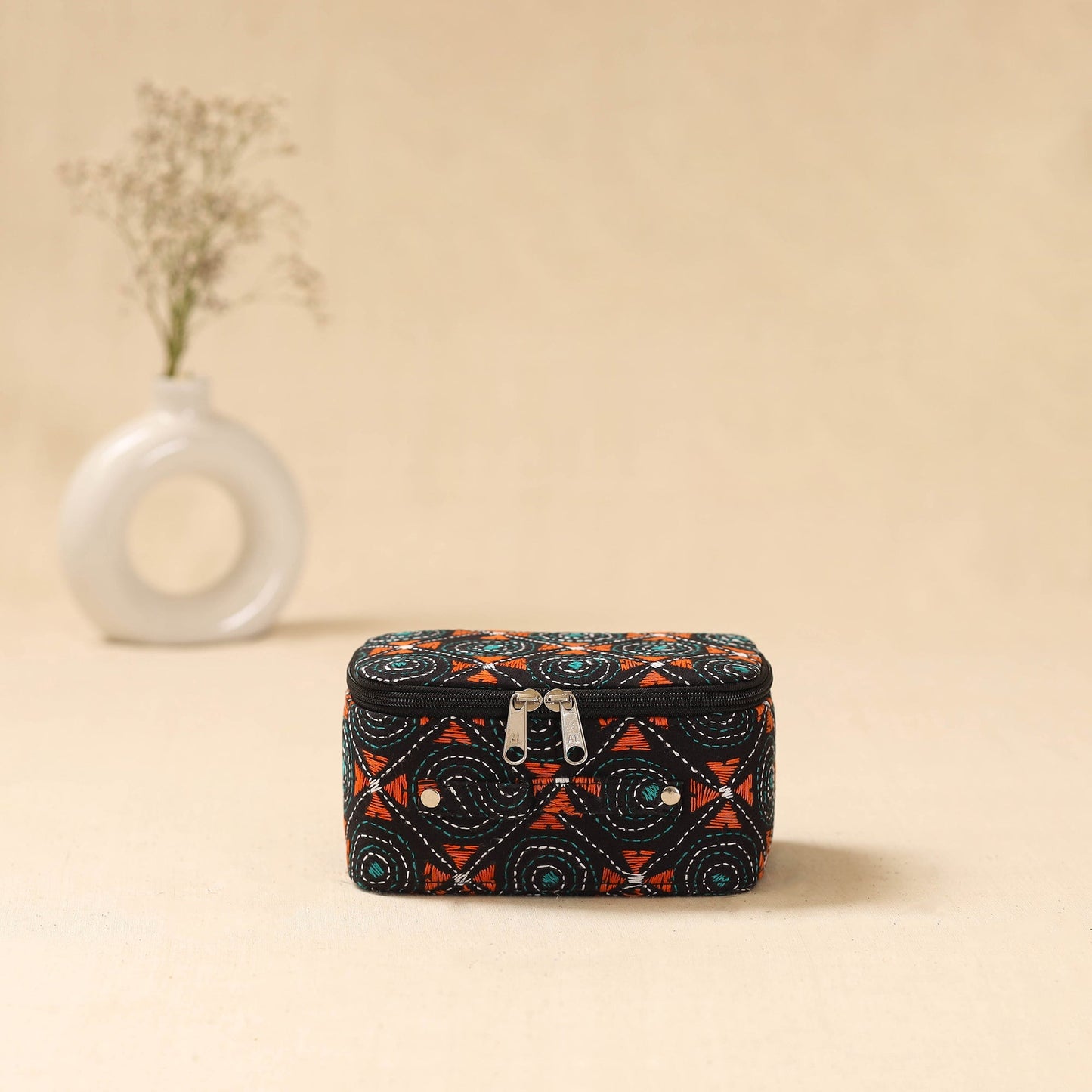 Bengal kantha work handcrafted jewellery box with mirror 11