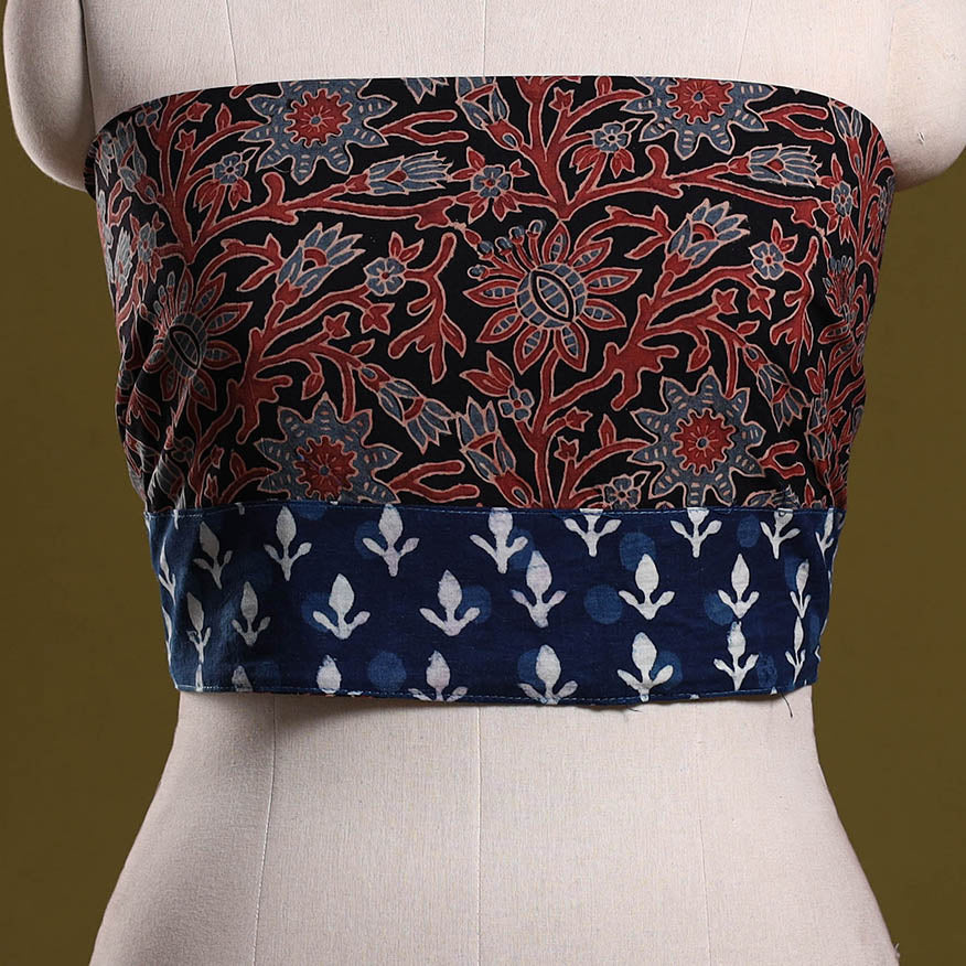 Block print cotton ajrakh blouse piece 07 - handcrafted