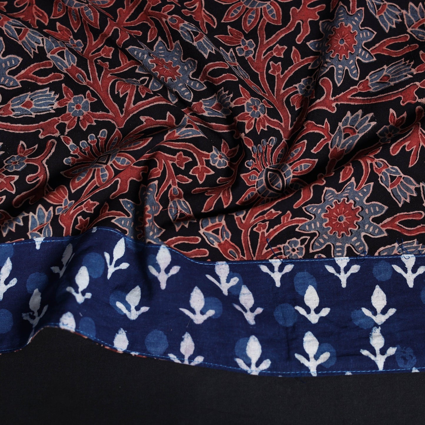 Block print cotton ajrakh blouse piece 07 - handcrafted