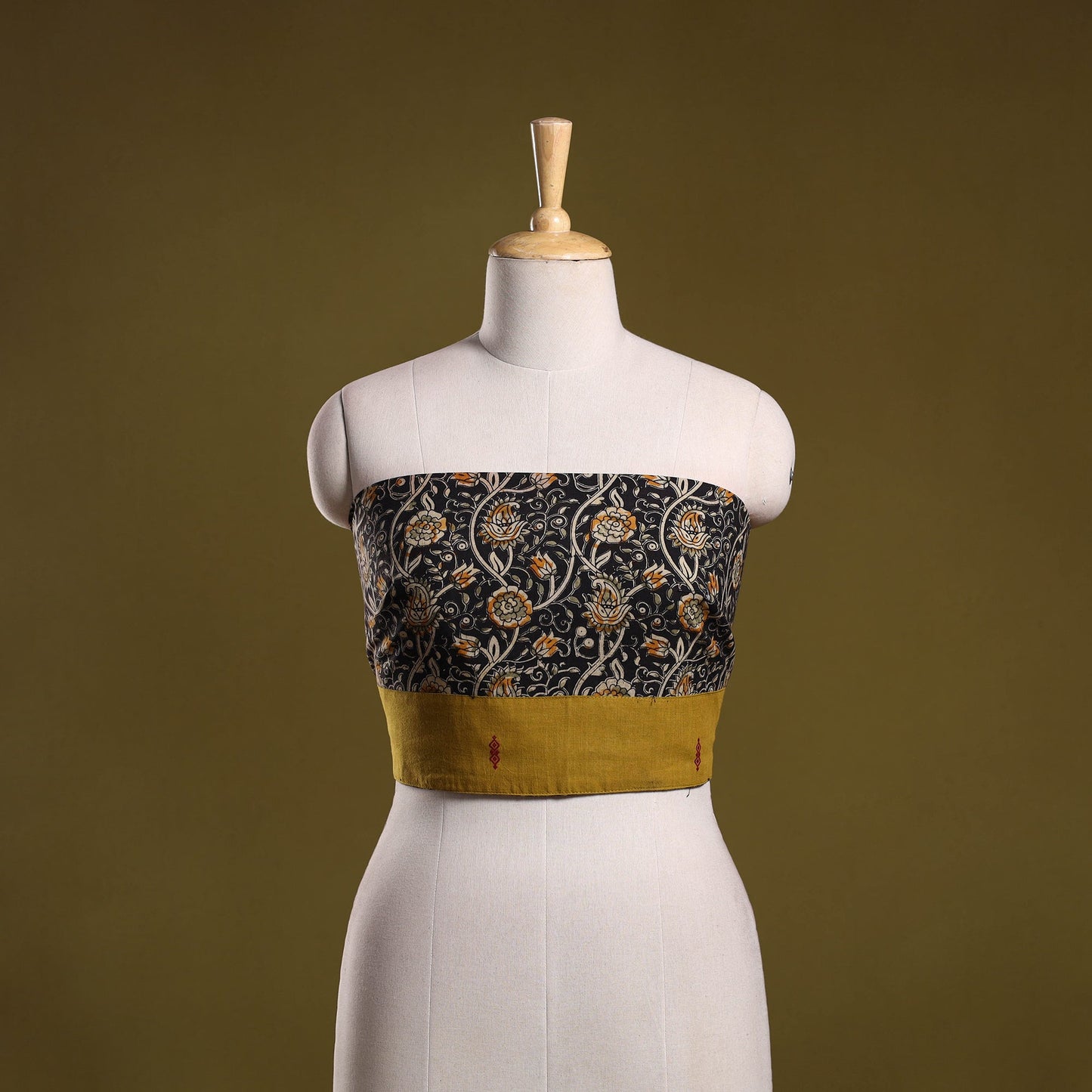 Block print cotton ajrakh blouse piece 12 - handcrafted