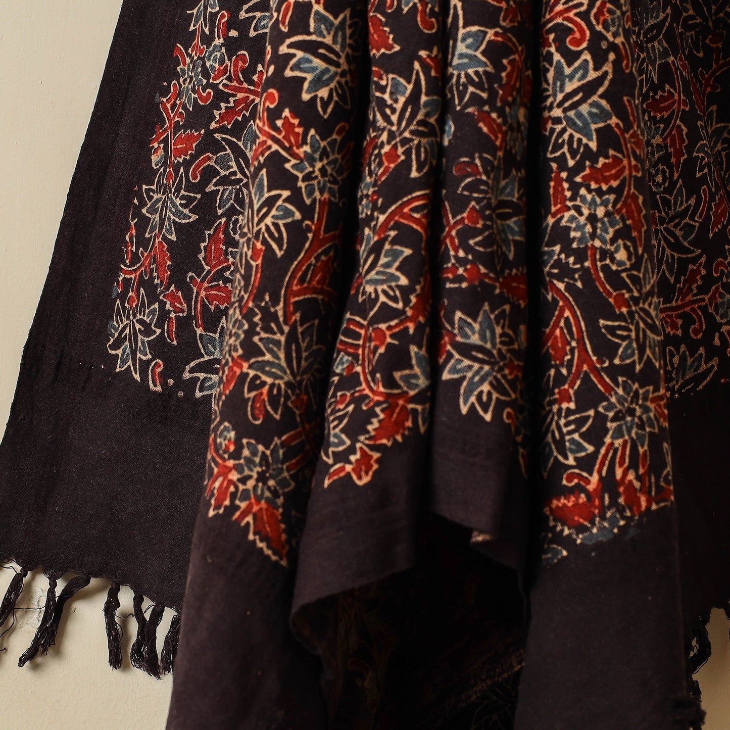 Black Block Print Cotton Ajrakh Handloom Towel