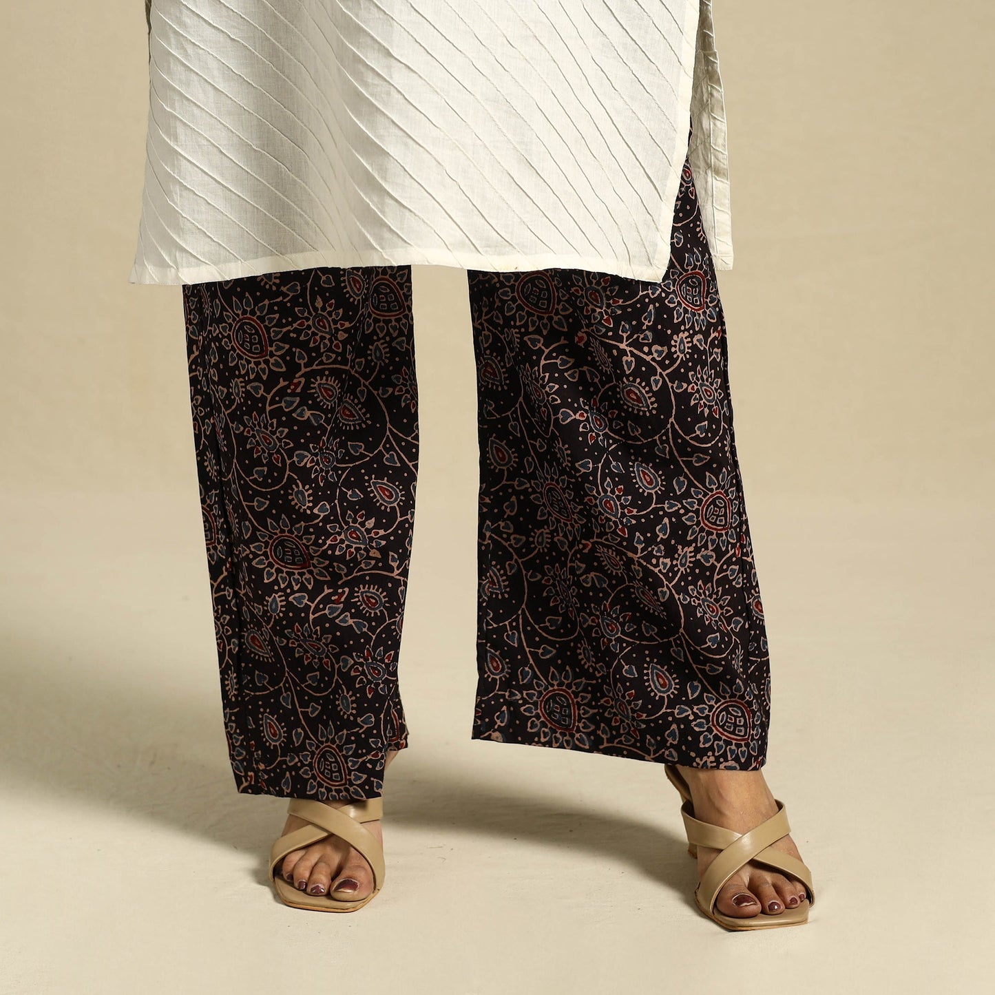 Buy Block Print Cotton Ajrakh Palazzo