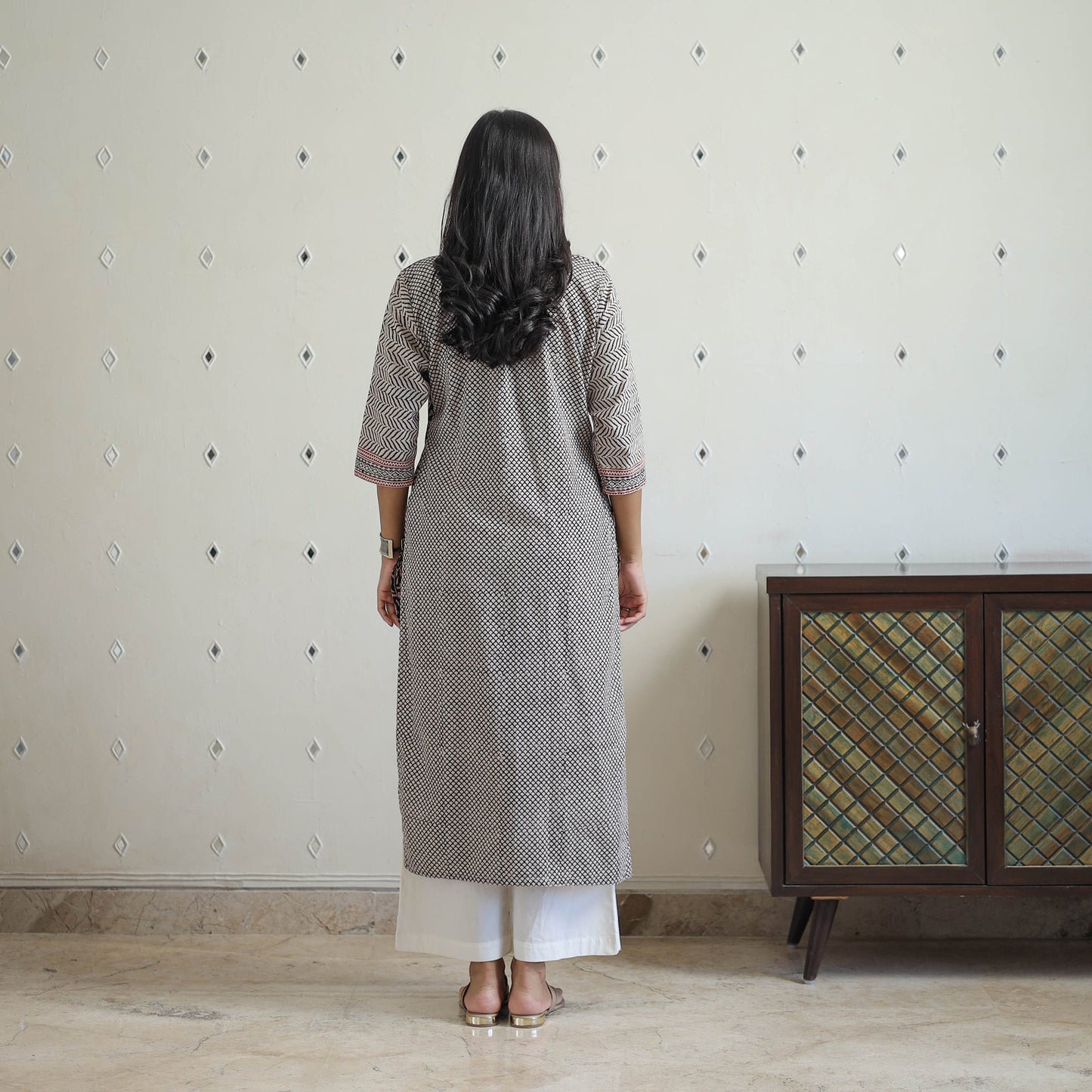 Black - block print cotton straight bagh kurta 08