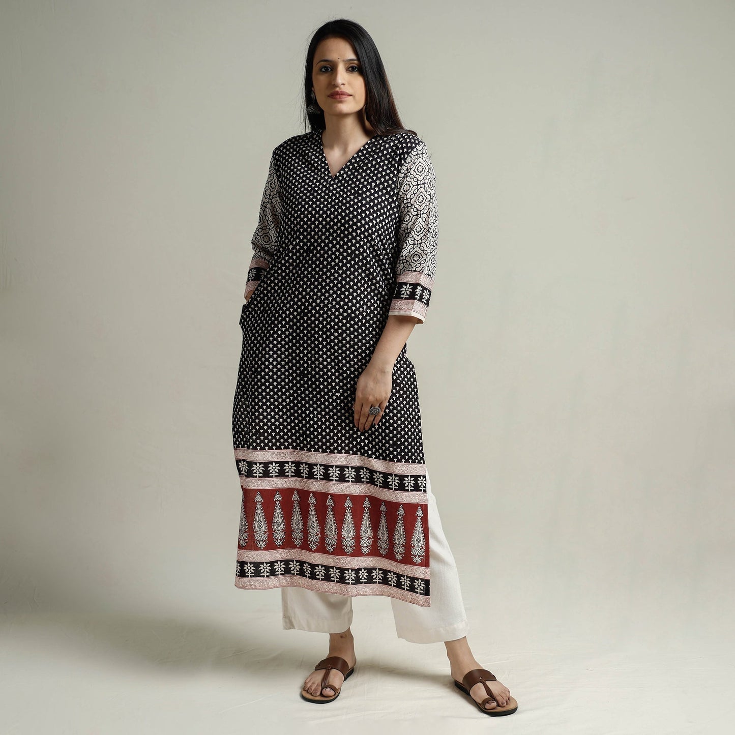 Block Print Cotton Straight Bagh Kurta For Women
