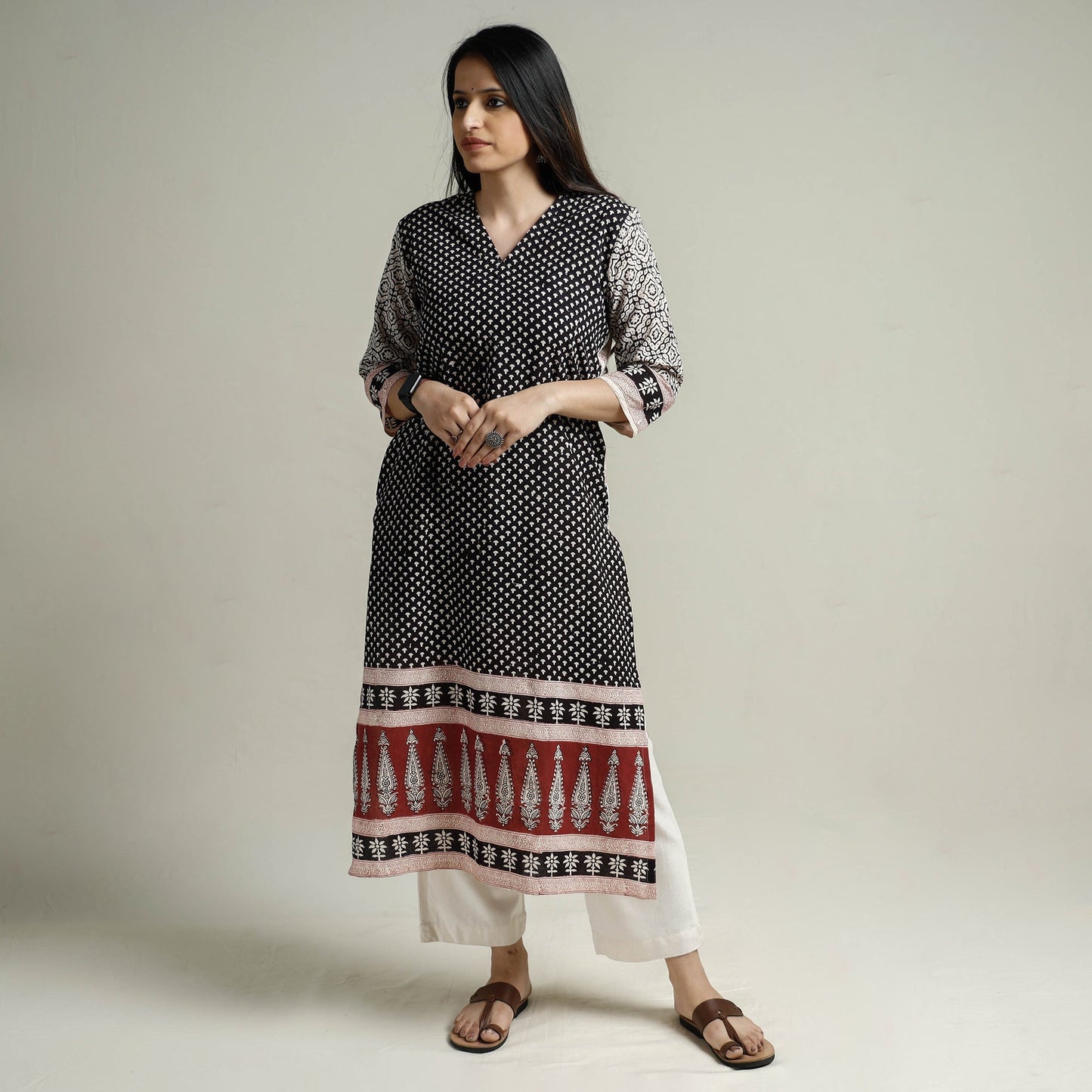 Block Print Cotton Straight Bagh Kurta For Women