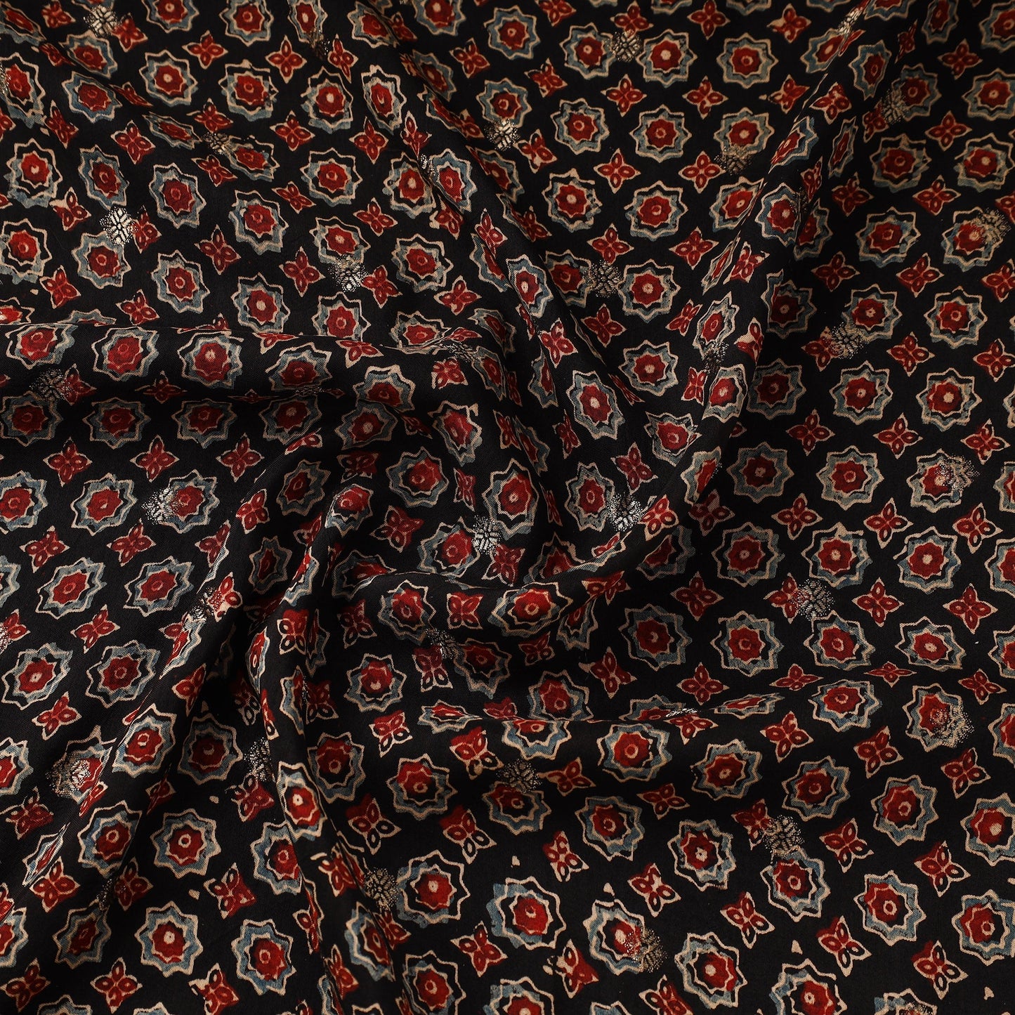 Black - natural dyed dola silk jacquard buti fabric 16