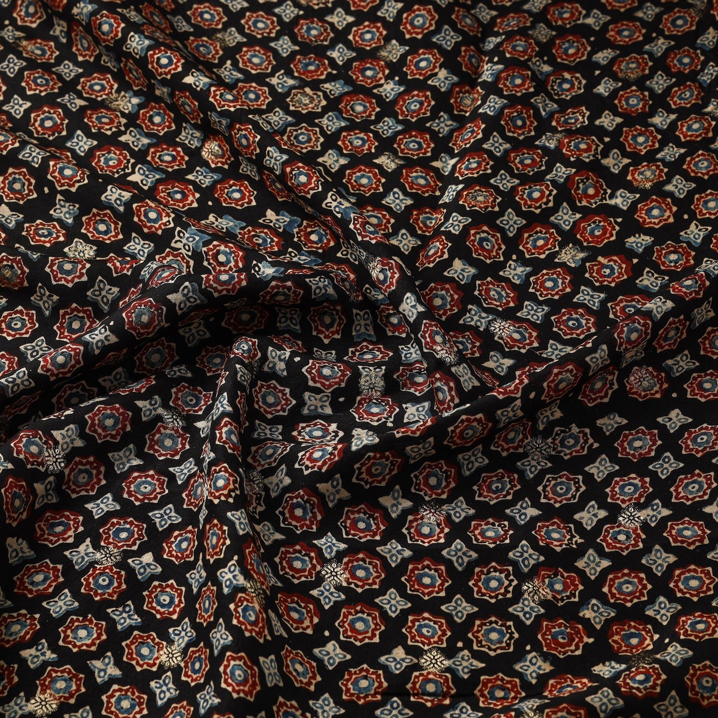 Natural dyed dola silk jacquard buti fabric 06 - handcrafted