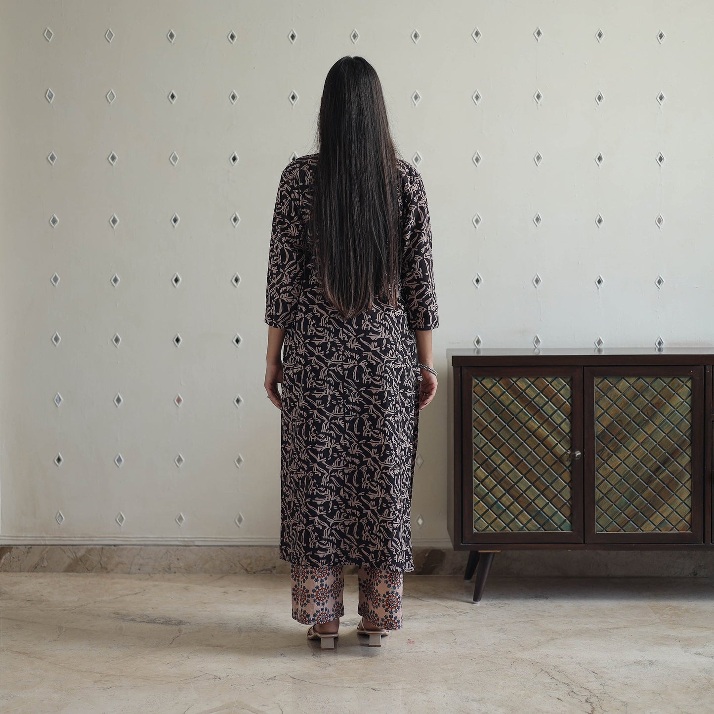 Block Printed Cotton Ajrakh Kurta Set