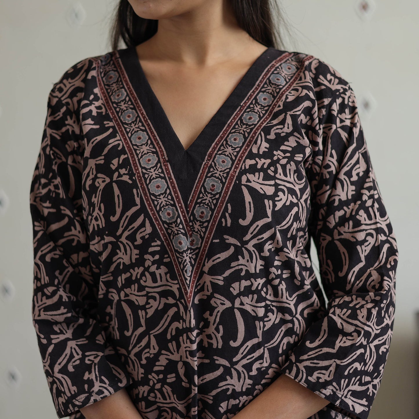 Block Printed Cotton Ajrakh Kurta Set
