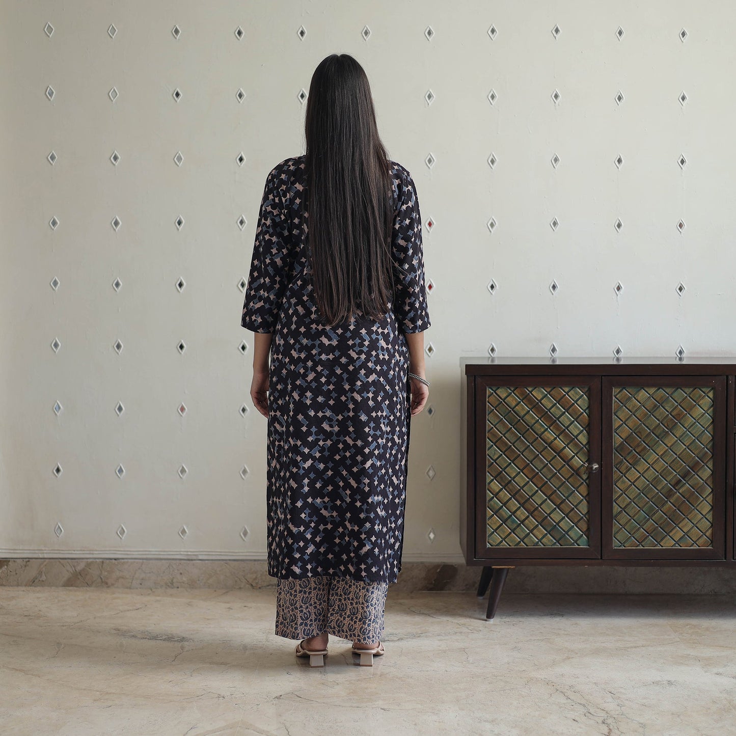 Block Printed Cotton Ajrakh Kurta Set