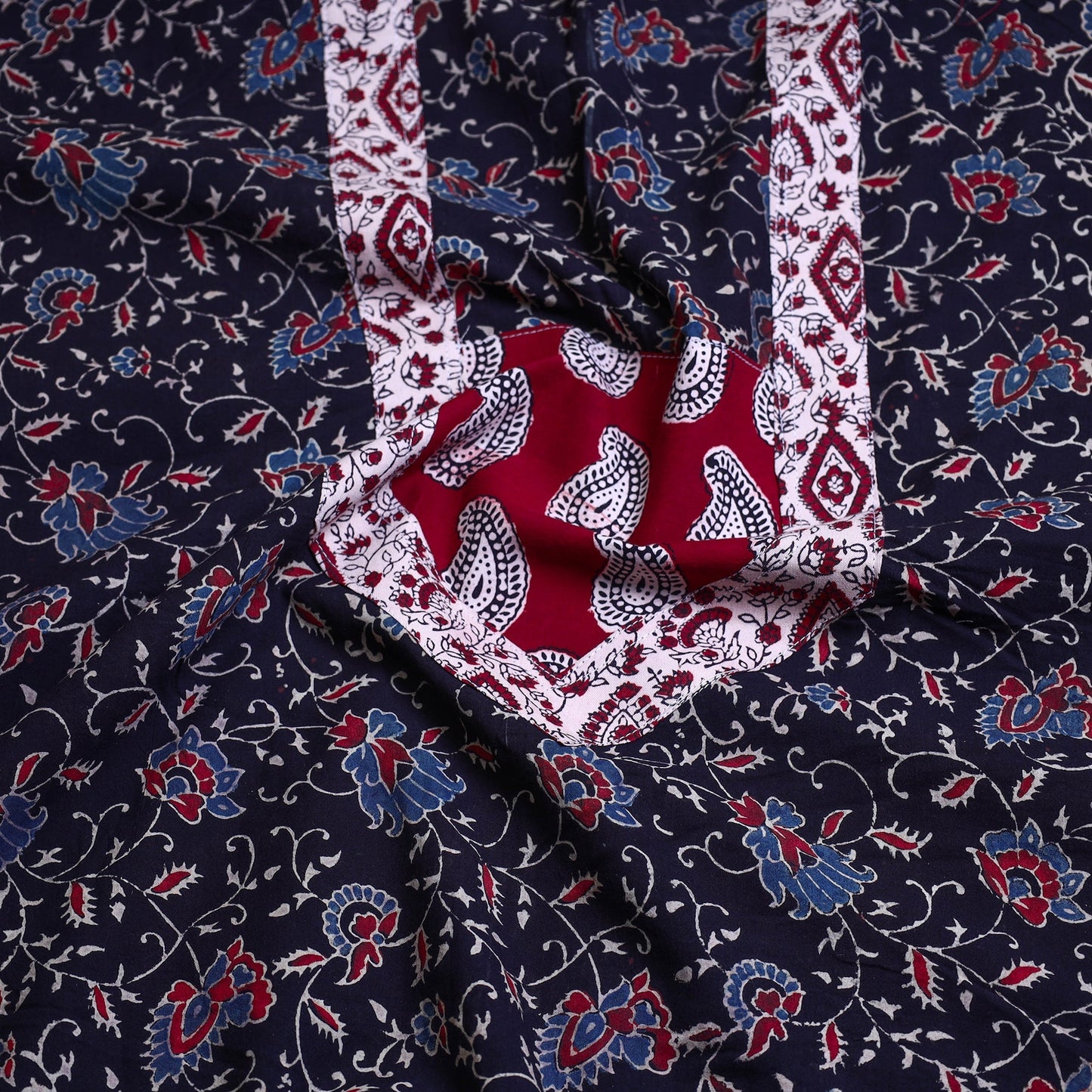 Block Print Cotton Ajrakh Kurta Material