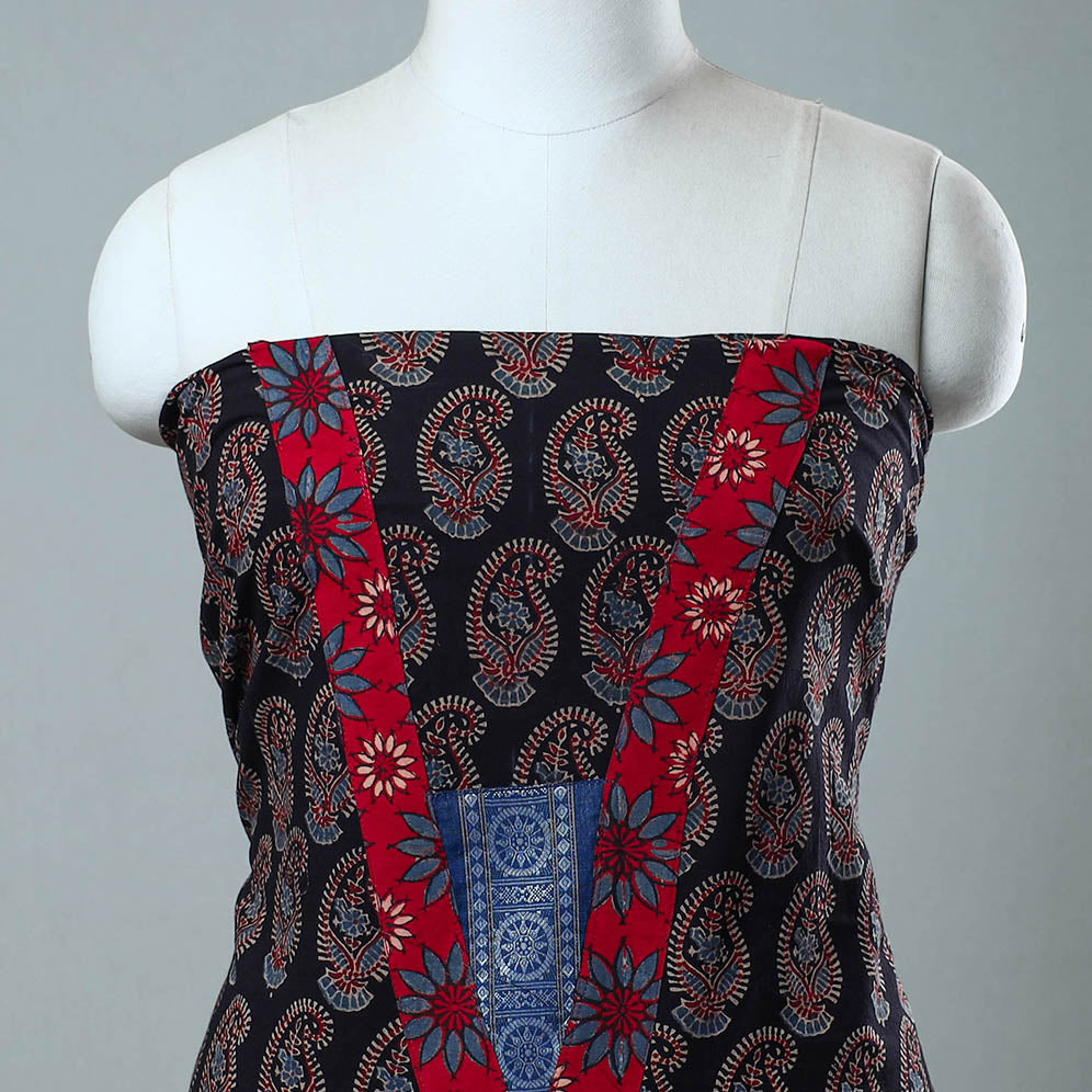 Block Print Cotton Ajrakh Kurta Material Online