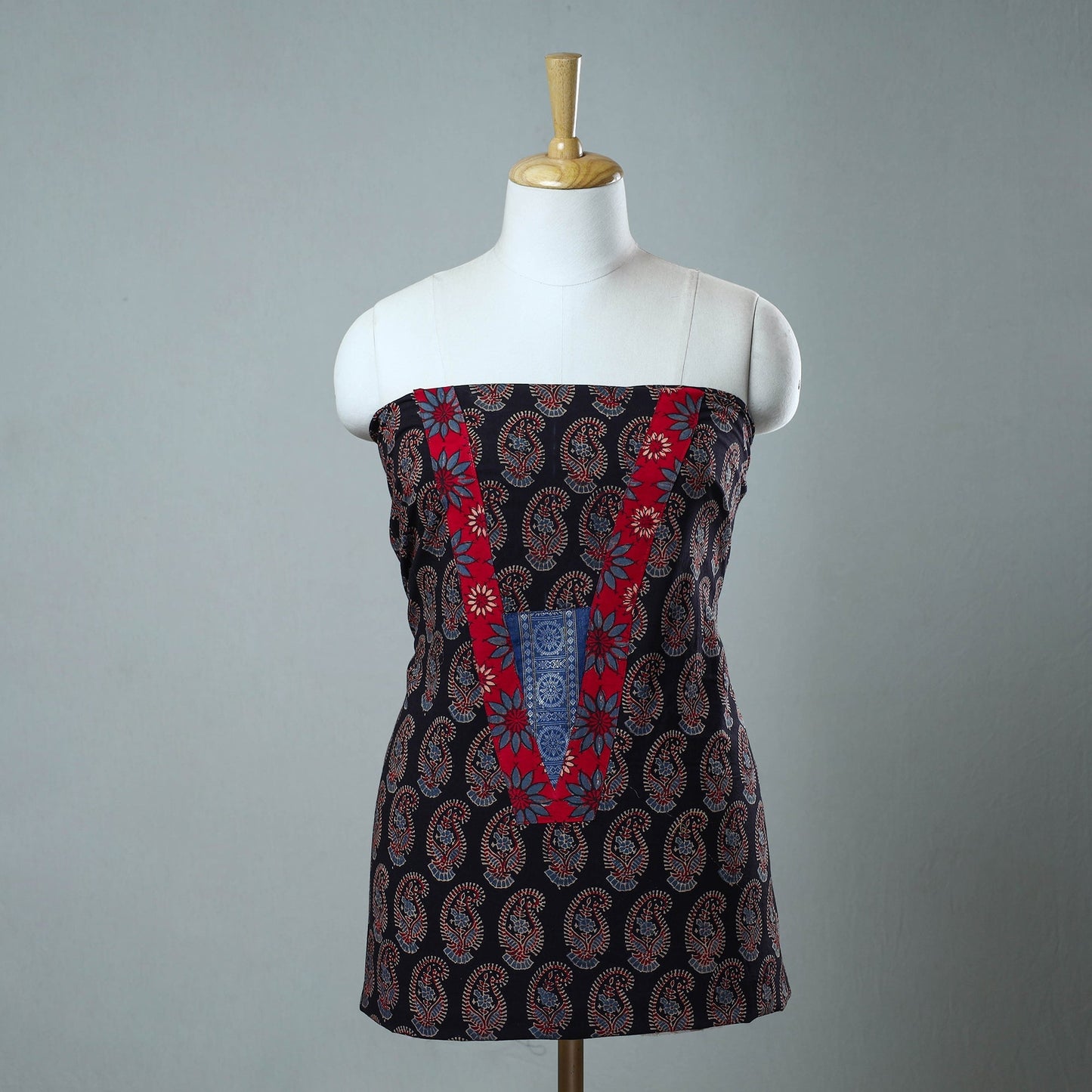 Block Print Cotton Ajrakh Kurta Material Online