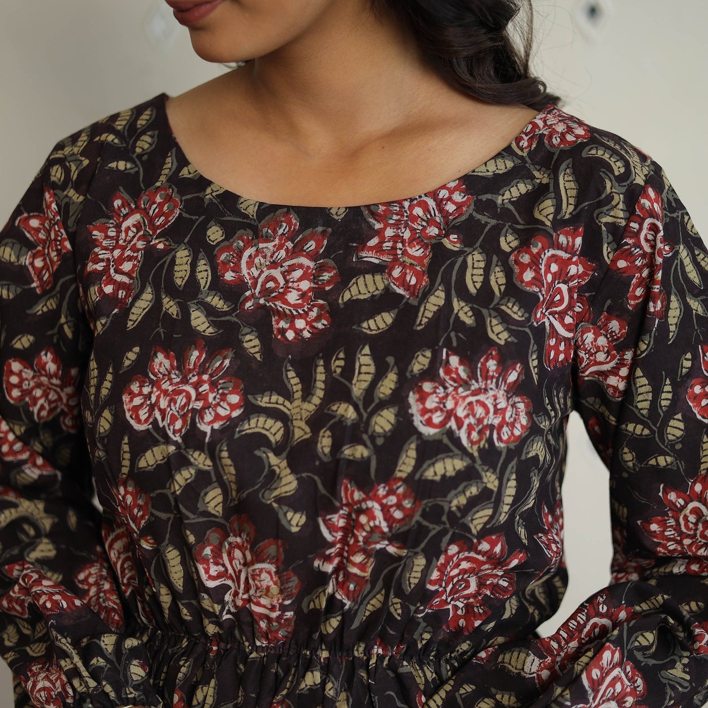 Black Block Printed Cotton Fit & Flare Jahota Dress