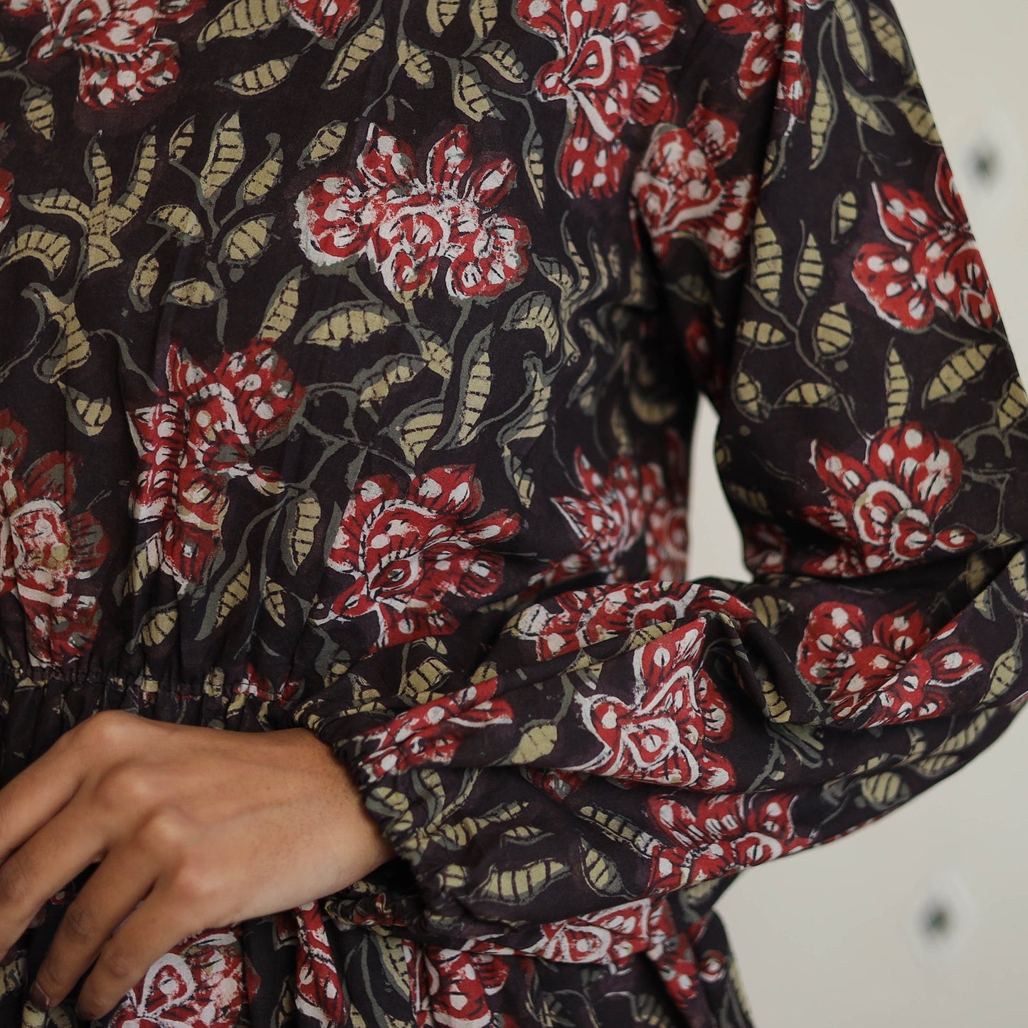 Black Block Printed Cotton Fit & Flare Jahota Dress