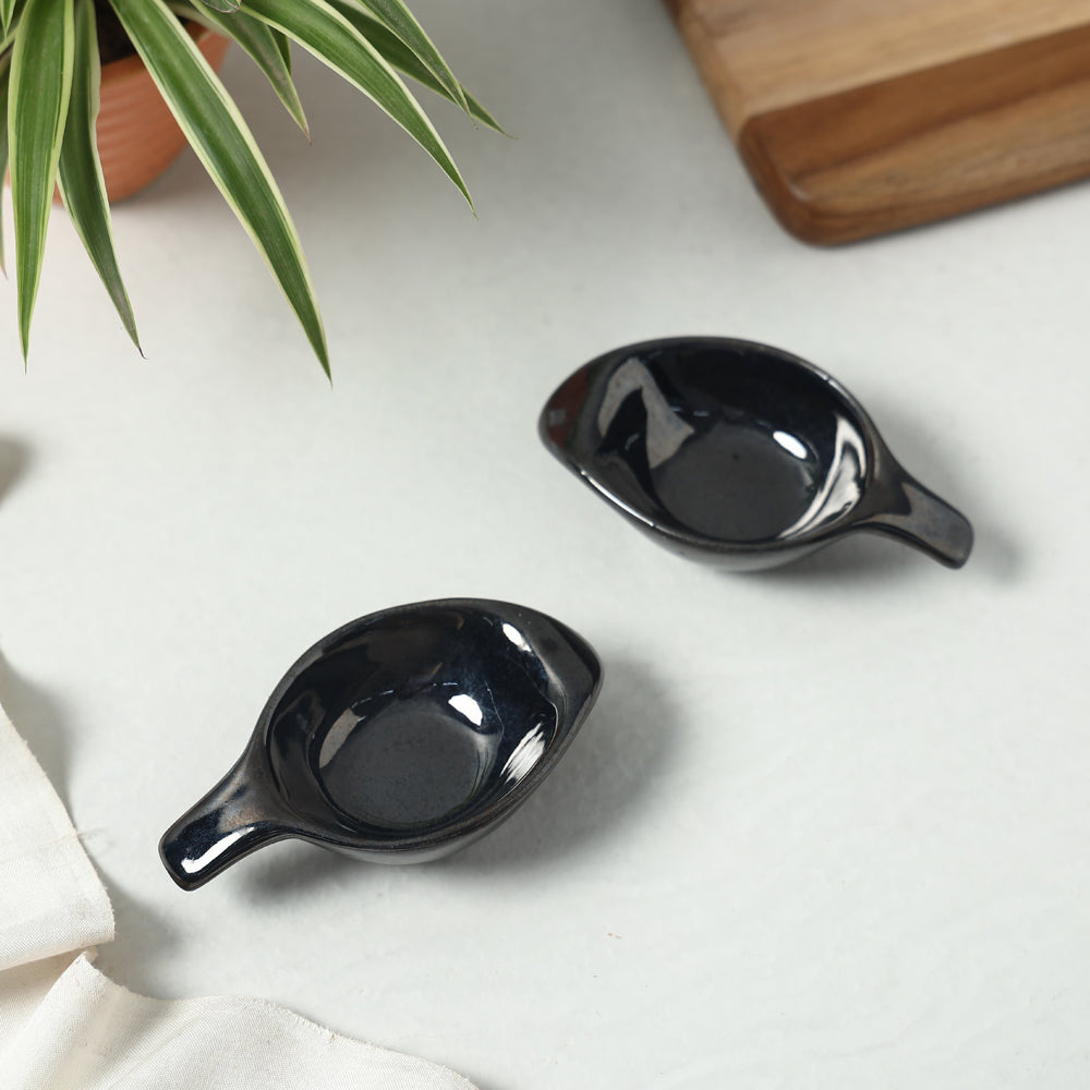 Black Ceramic Dip Bowls
