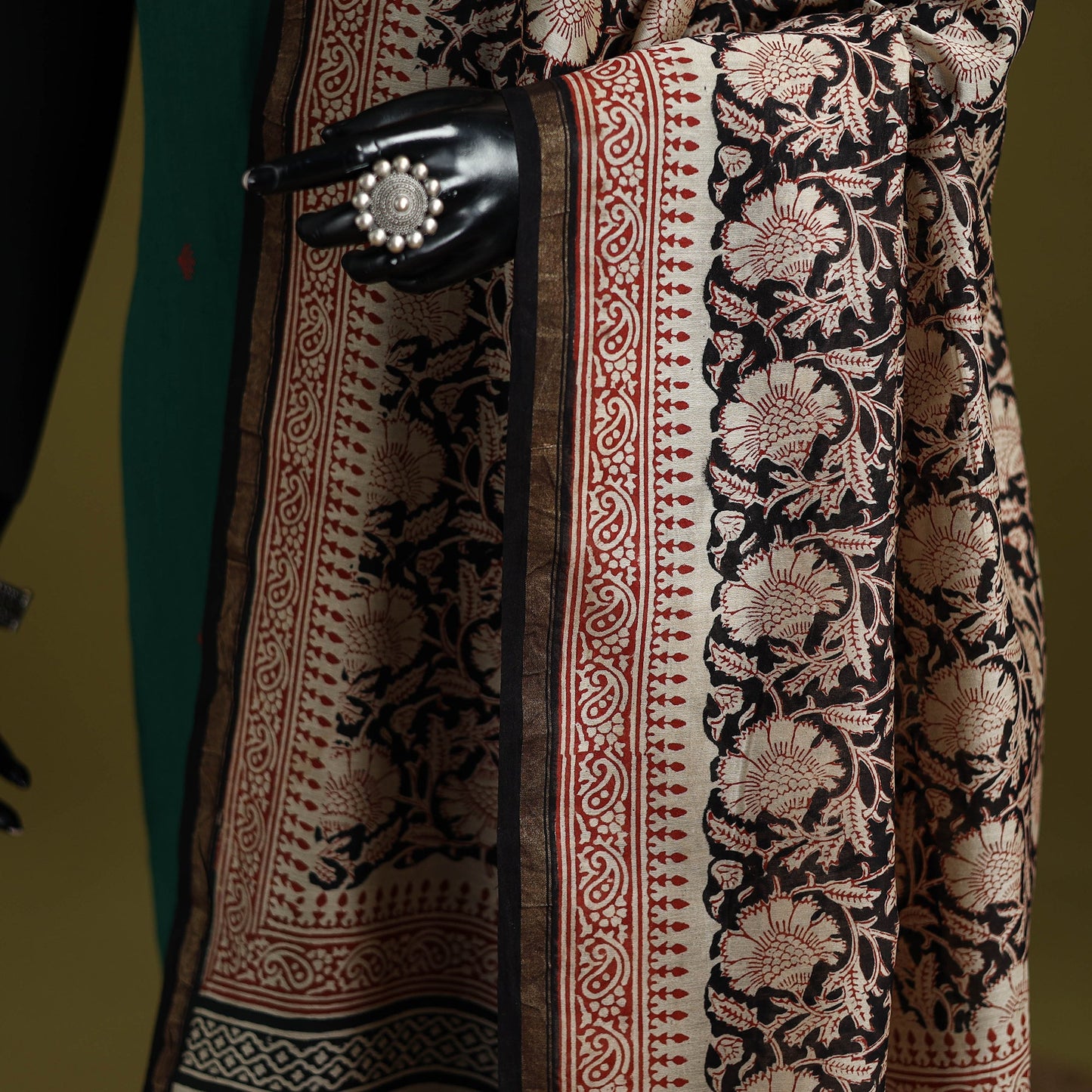 Black - chanderi silk hand natural dyed bagru dupatta 20