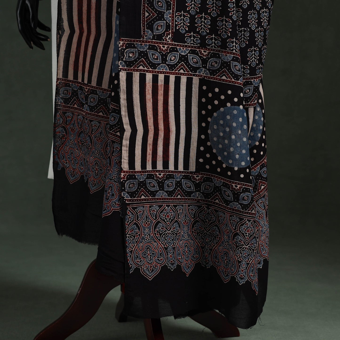 Black - chanderi silk kutch hand block print natural dyed