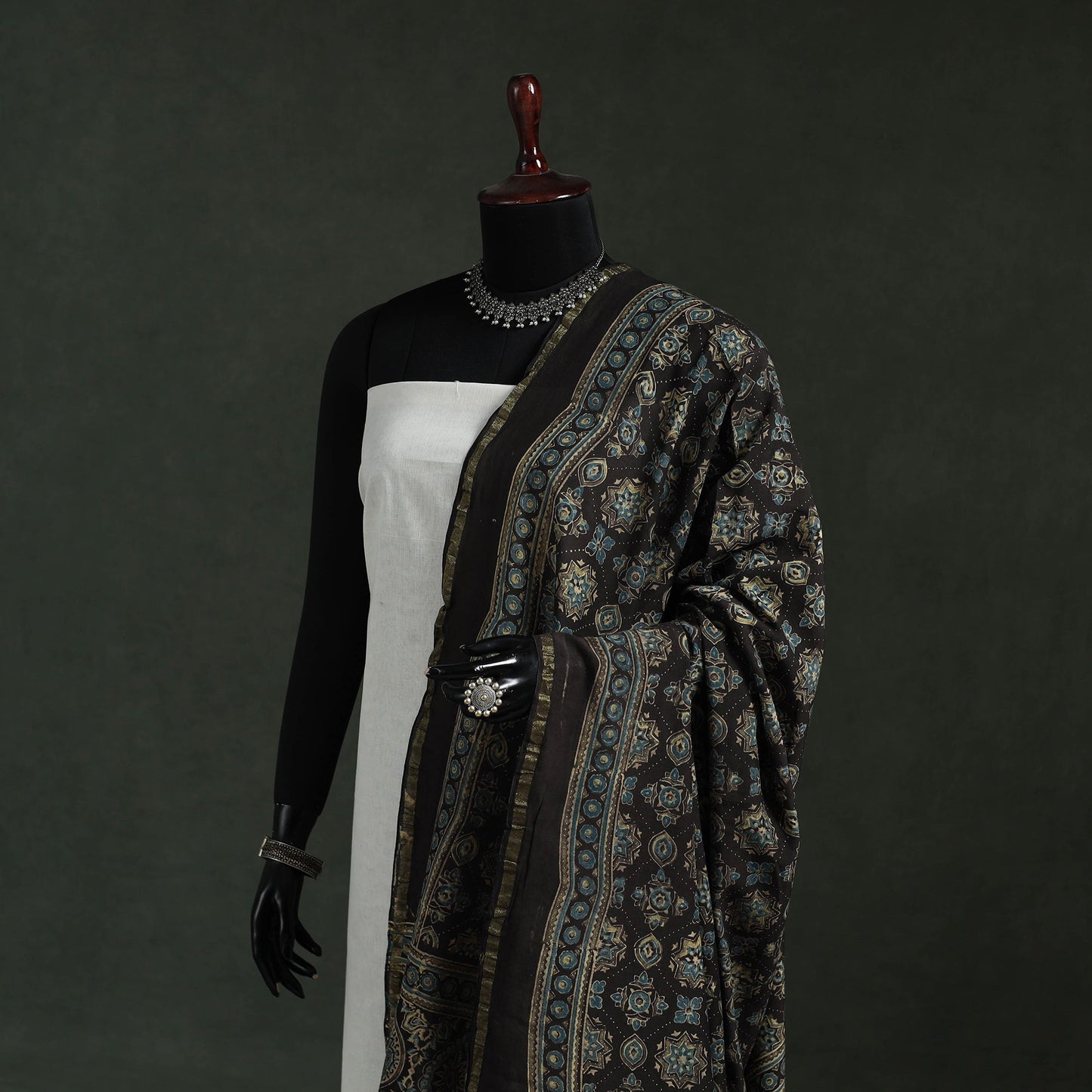 Chanderi silk kutch hand block print natural dyed handloom
