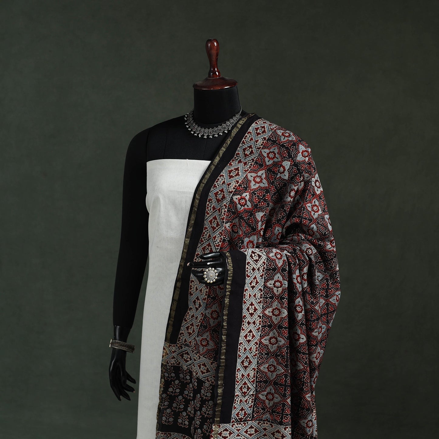 Chanderi silk kutch hand block print natural dyed handloom