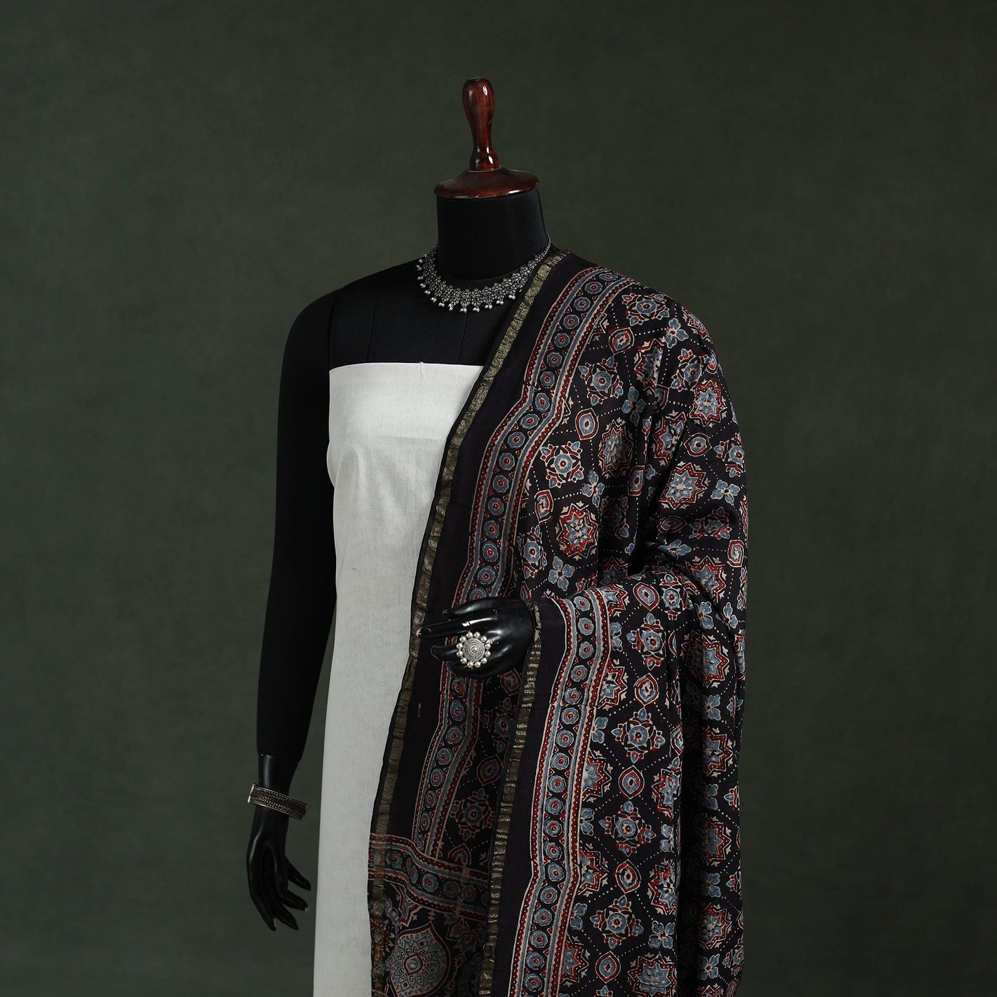 Chanderi silk kutch hand block print natural dyed handloom