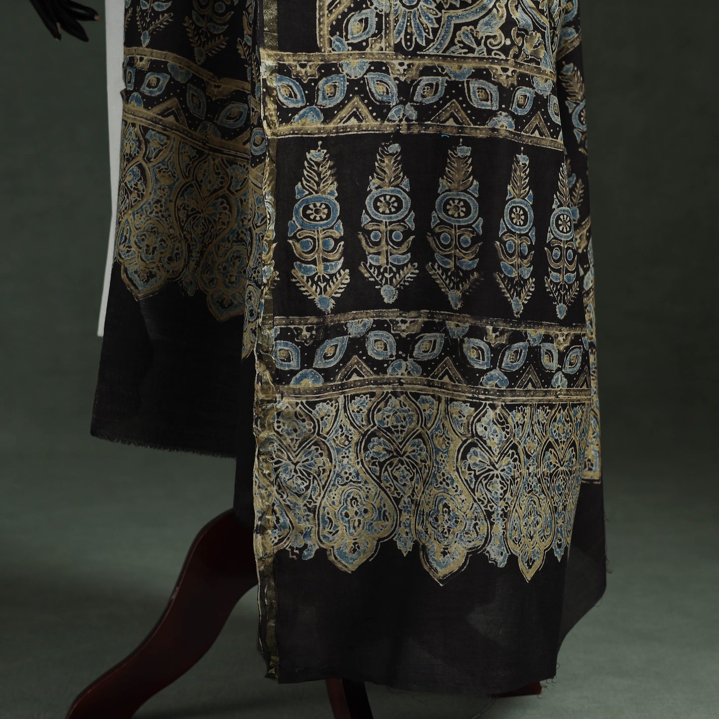 Black - chanderi silk kutch hand block print natural dyed