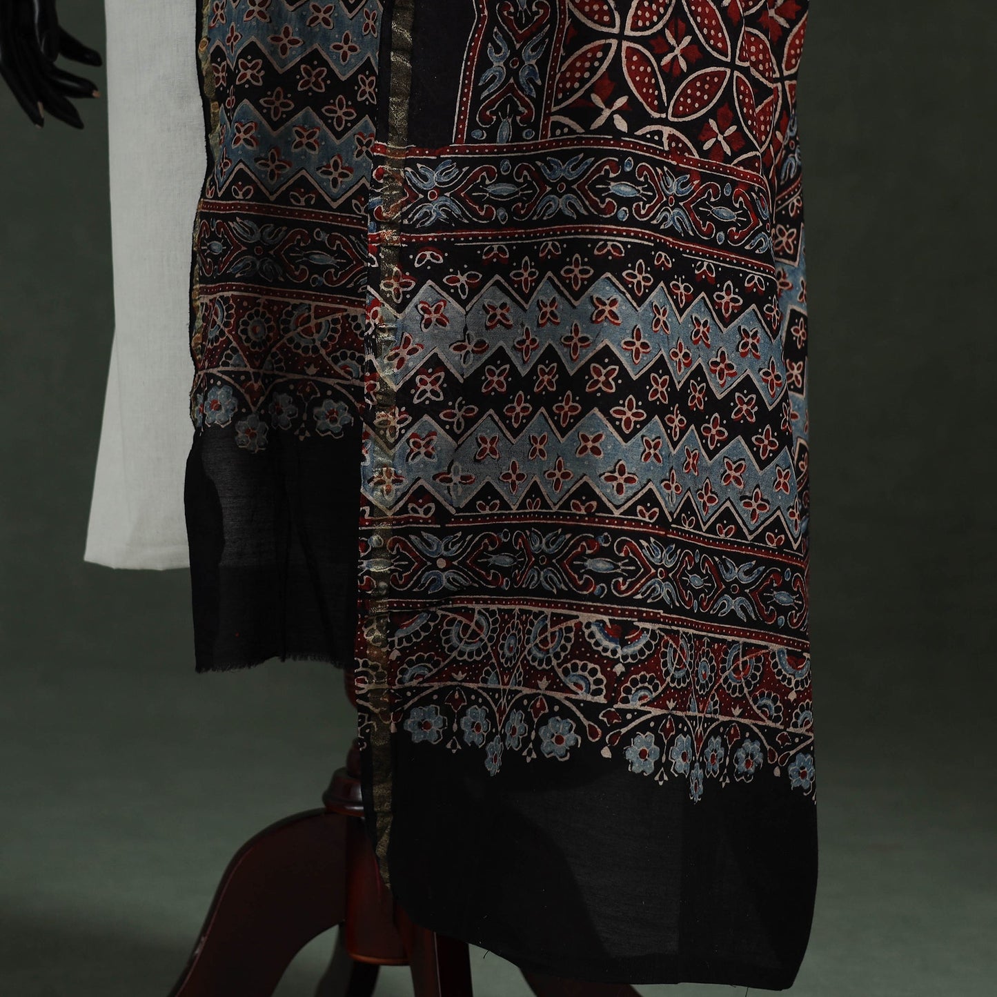 Black - chanderi silk kutch hand block print natural dyed